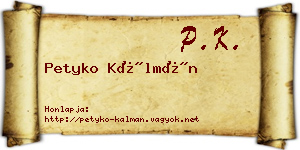 Petyko Kálmán névjegykártya